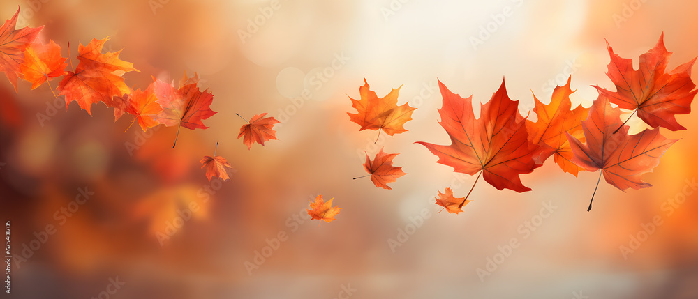 Orange maple leaves autumn background banner 