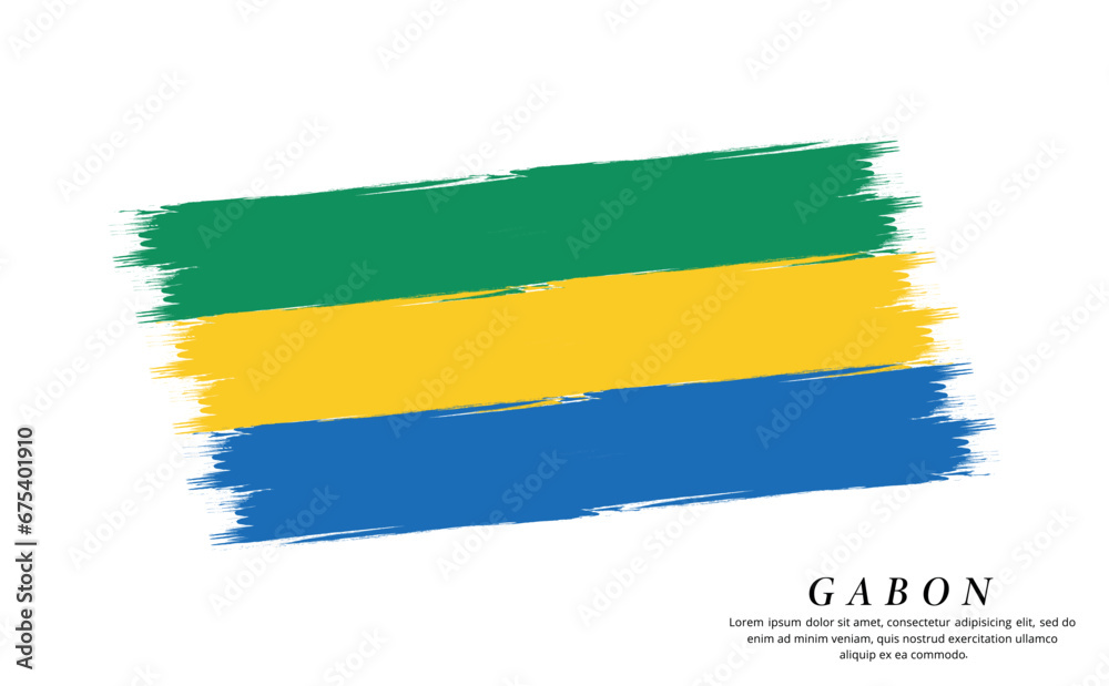 Obraz premium Gabon flag brush vector background. Grunge style country flag of Gabon brush stroke isolated on white background
