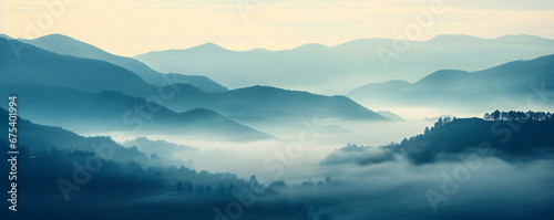 Foggy morning in the forest, mountain landscape © Adrian Grosu