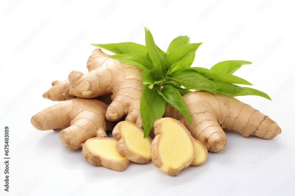 Flat lay of Fresh ginger rhizome Flat lay of Fresh ginger rhizome