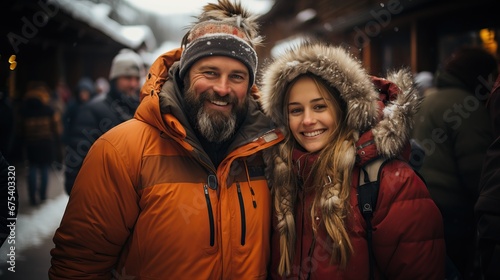 Papa avec ces enfants à la montagne. Homme célibataire avec ces filles.