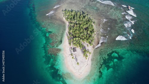 Top view of idyllic island of caribbean islands photo