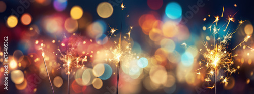 Festive Sparkler Lights with Colorful Bokeh Effect