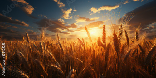 Golden Horizon  A Ray of Sunshine in Vast Wheat Fields