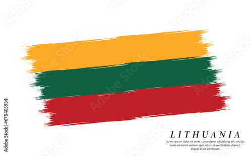 Lithuania flag brush vector background. Grunge style country flag of Lithuania brush stroke isolated on white background