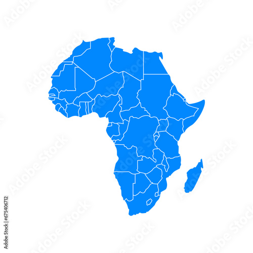 Blue Africa map on a white background in flat style. Vector illustration