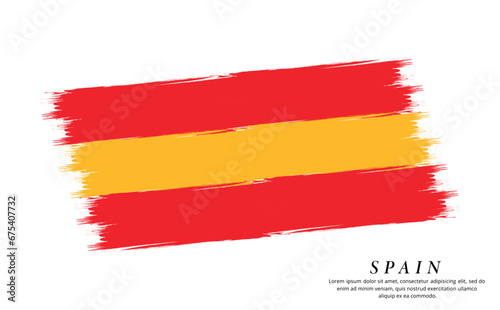 Spain flag brush vector background. Grunge style country flag of Spain brush stroke isolated on white background