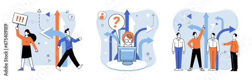 Decision vector illustration. The decision concept emphasizes importance creativity and innovation in decision making Intelligence and strategic thinking are essential for making smart business