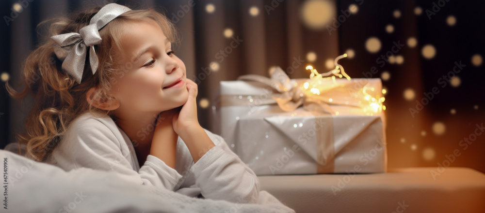 Festive Dreams: Excited Child in Pajamas Waiting for Christmas Festive Dreams: Excited Child in Pajamas Waiting for Christmas