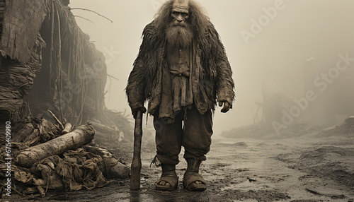 Neanderthal Miner: Illustration of 18th Century Coal Mining photo