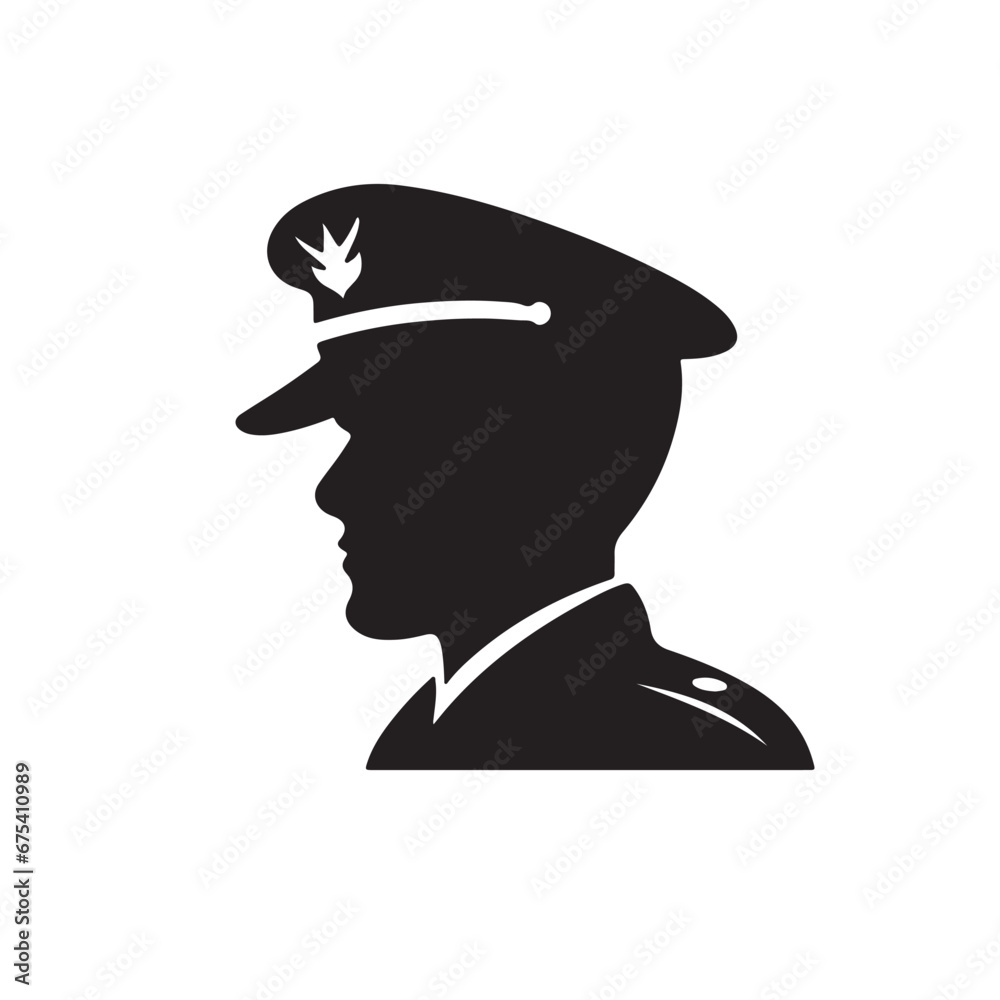 black silhouette of Pilot with a pilots cap black silhouette of Pilot with a pilots cap