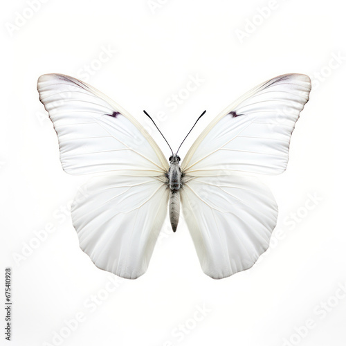 Bright White Butterfly Isolated on Clean White Background