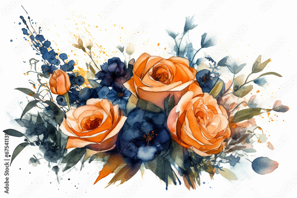 Watercolor lavender flowers set. Hand drawn illustration isolated on white background