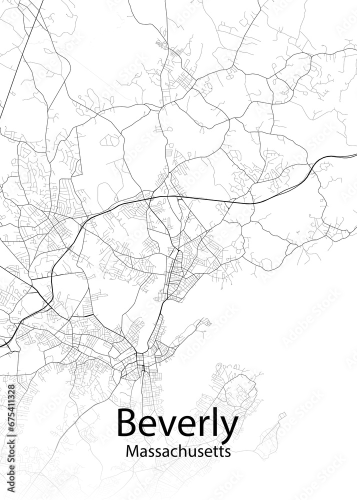 Beverly Massachusetts minimalist map