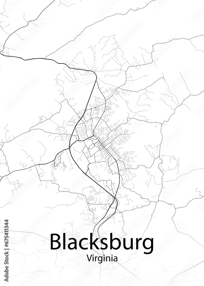 Blacksburg Virginia minimalist map