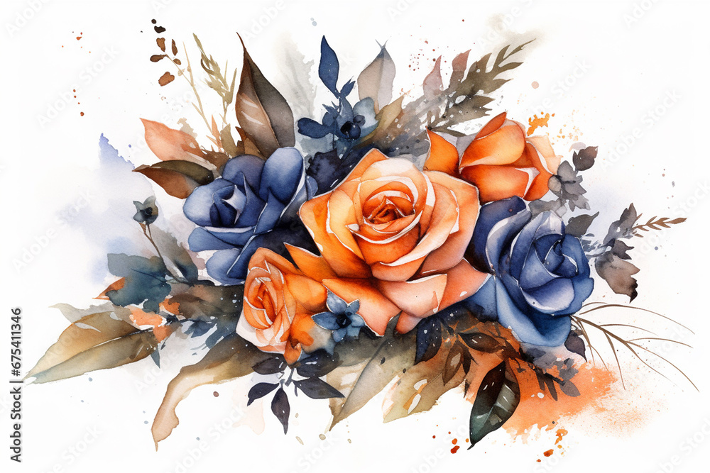 Watercolor lavender flowers set. Hand drawn illustration isolated on white background