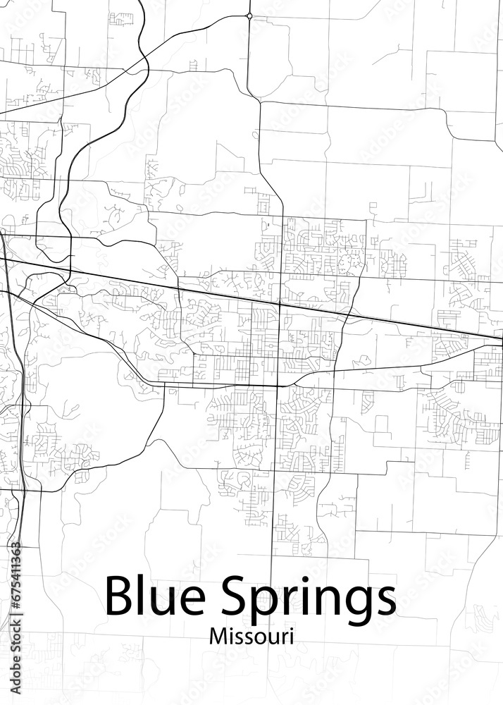 Blue Springs Missouri minimalist map