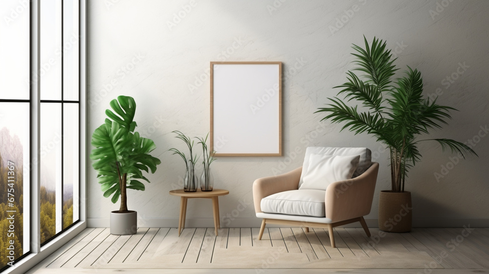 Modern Living: Picture Frame Mockup on White Wall Inspiration