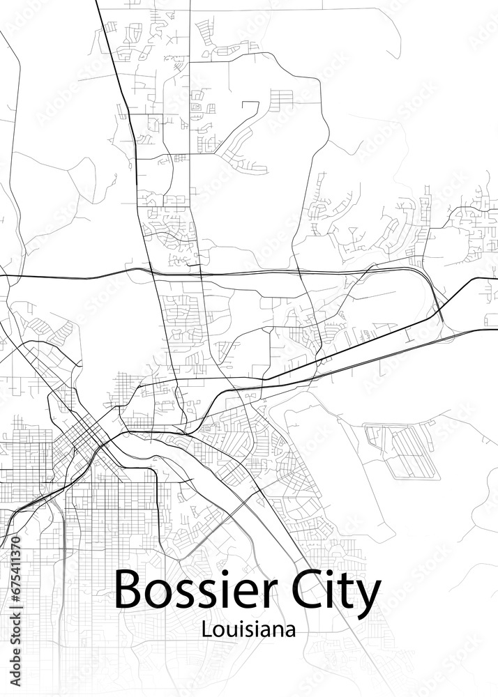 Bossier City Louisiana minimalist map