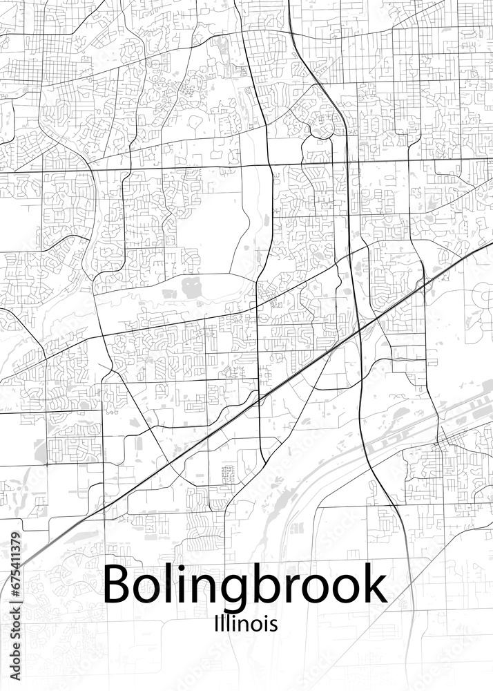 Bolingbrook Illinois minimalist map