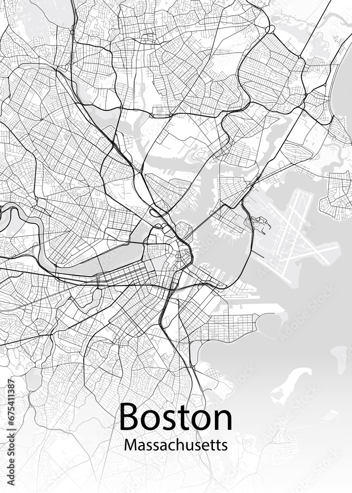 Boston Massachusetts minimalist map