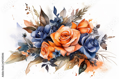 Obraz na płótnie Watercolor lavender flowers set. Hand drawn illustration isolated on white background w salonie