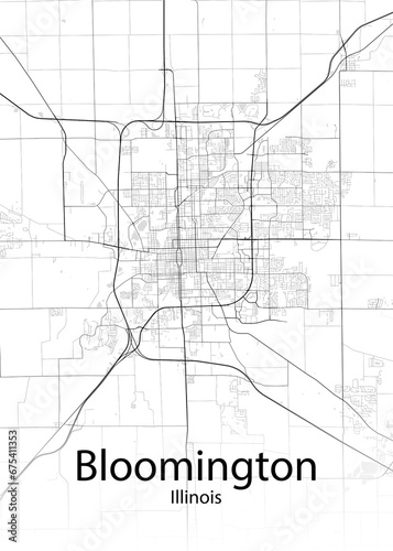 Bloomington Illinois minimalist map