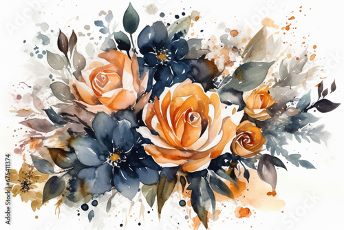 Obraz na płótnie Watercolor lavender flowers set. Hand drawn illustration isolated on white background w salonie