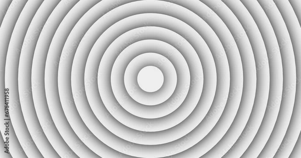 White color circles slowly growing from center. Seamless loop symmetrical animation. Abstract circle shape motion graphics background. White color circles slowly growing from center. Seamless loop symmetrical animation. Abstract circle shape motion graphics background.