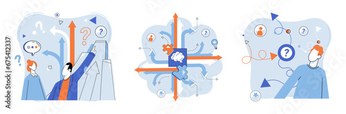 Decision vector illustration. Making informed decisions is essential for achieving successful results in business world Sound judgment and agreement facilitate selection best course action Thoughtful