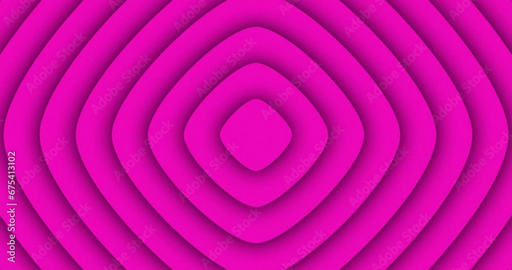 Pink color rounded square slowly growing from center. Seamless loop symmetrical animation. Abstract curved square shape polygon shape motion graphics background. Pink color rounded square slowly growing from center. Seamless loop symmetrical animation. Abstract curved square shape polygon shape motion graphics background.