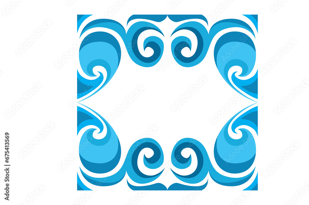 Naklejka premium Wave Ornament Border With Transparent Background