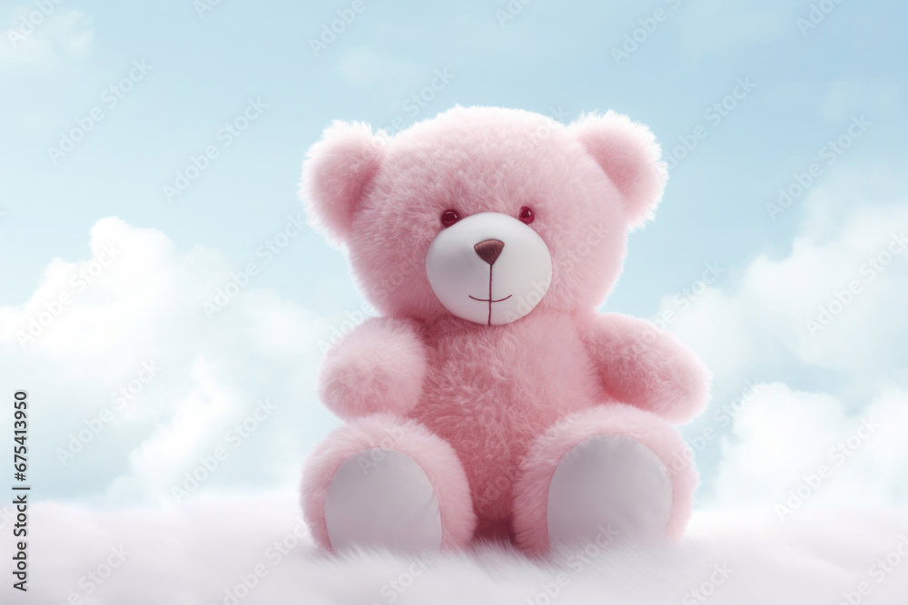 Adorable Plush Teddy Bear with Heart on White Background