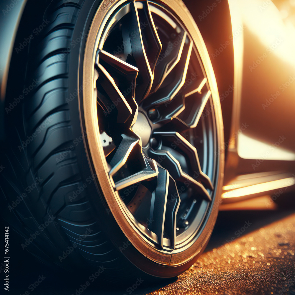 close up car wheel tire protector. ai generative
