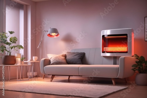 Modern electric infrared heater at home. ai generative photo