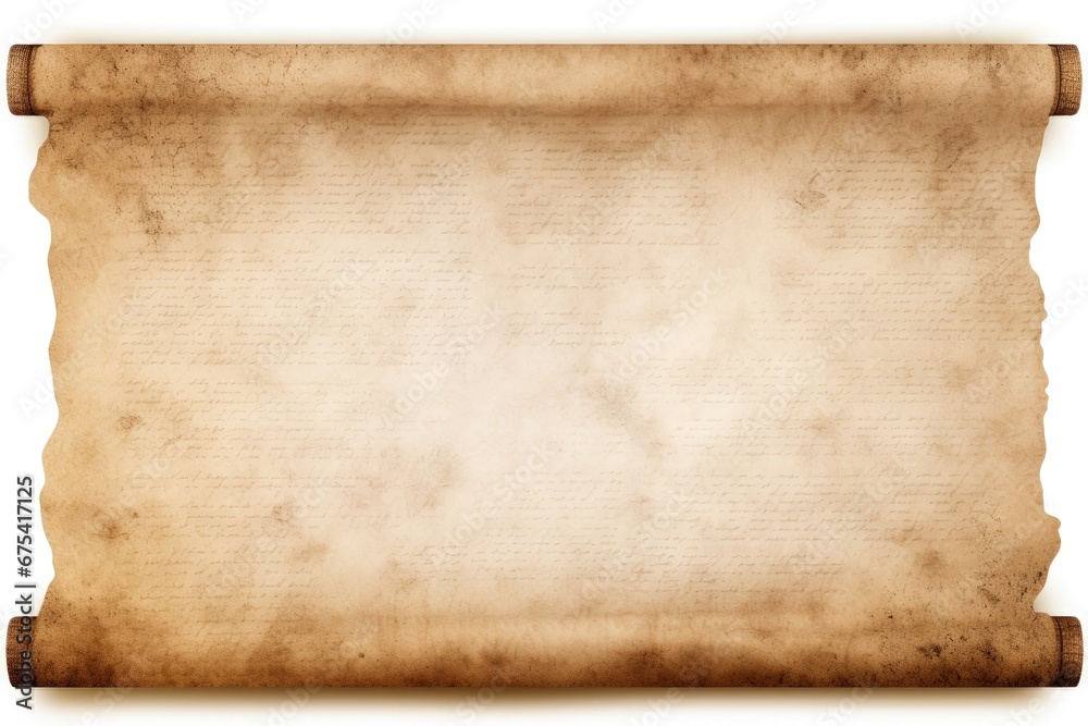 Obraz premium Open ancient parchment scroll, old paper texture, Generative AI
