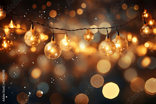 Abstract Art backgrond gold Sparkling Lights Festive background with texture. Abstract Christmas twinkled bright bokeh defocused and Falling stars. photo