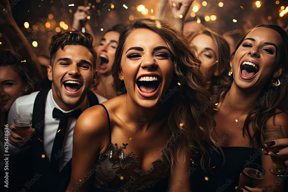Elegant happy young people celebrating new year's eve on a party