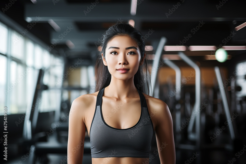 Confident Young Woman at Fitness Center Confident Young Woman at Fitness Center