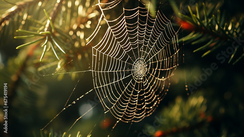 spider web with dew drops HD 8K wallpaper Stock Photographic Image