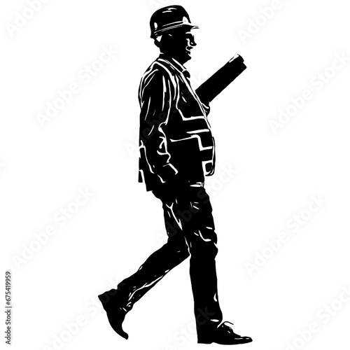 Vector of an engineer with blueprints