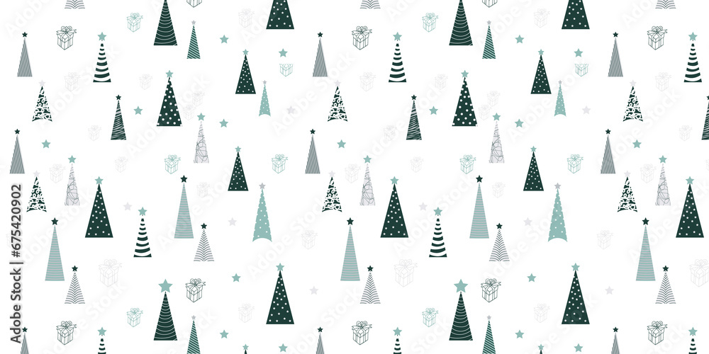 Seamless pattern with Christmas trees in Scandinavian style. Seamless pattern with Christmas trees in Scandinavian style.