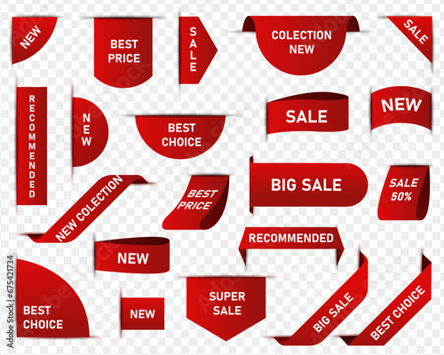 Price tags vector collection. Ribbon sale banners. Best choice, order now, special offer, new. Isolated