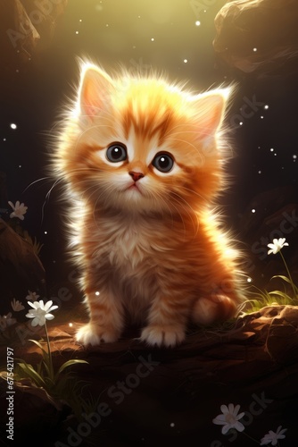 Cute Cat In The Night 