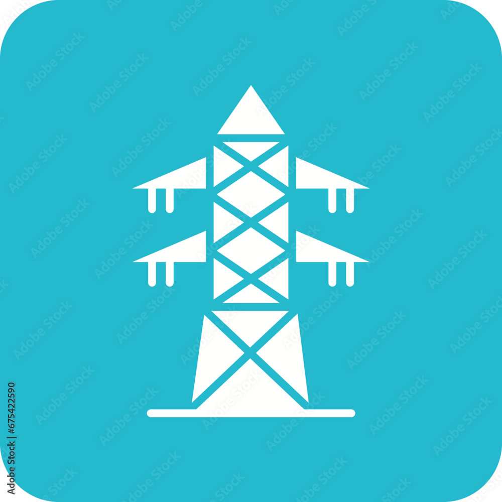 Electric Tower Line Color Icon Electric Tower Line Color Icon