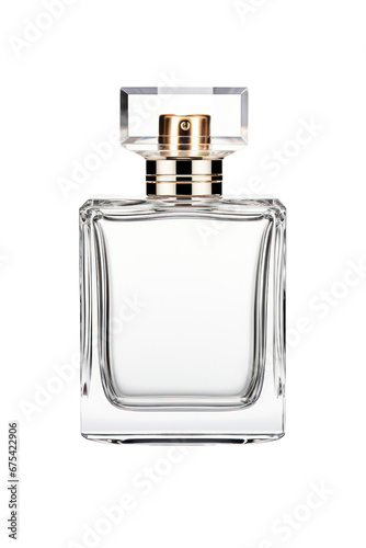 Empty mock-up perfume bottle on an isolated white background.