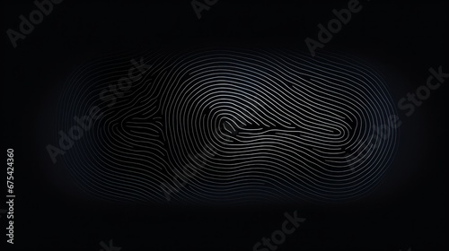 3D image of fingerprint in dark theme style.