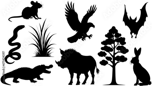 Stylish silhouette vector set of wildlife