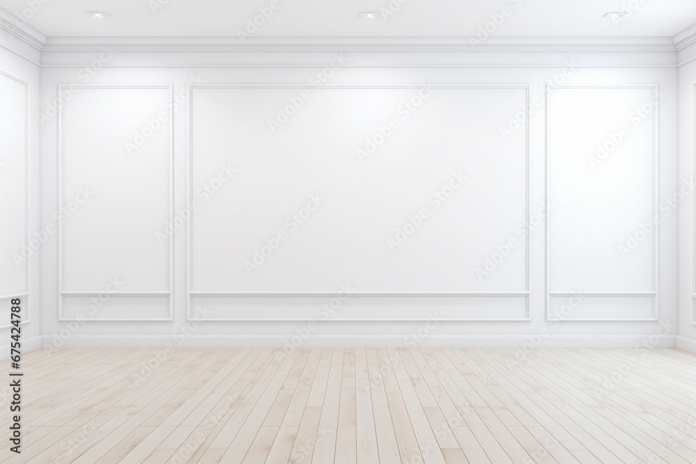 View of white empty room, a summer landscape 3D illustration epitomizes Scandinavian interior design, offering a sense of relaxation and calmness. Ideal for showcasing interior concepts. Generative AI View of white empty room, a summer landscape 3D illustration epitomizes Scandinavian interior design, offering a sense of relaxation and calmness. Ideal for showcasing interior concepts. Generative AI