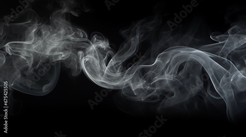 clouds of white smoke on a black background texture. ai generative